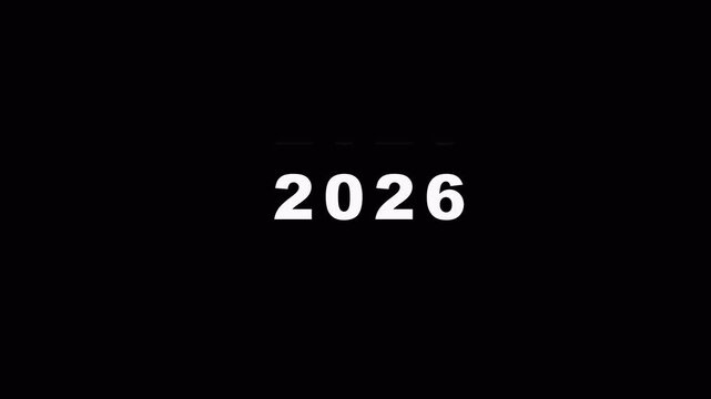 2010 to 2026 Year Scrolling Text Animation on Transparent Background.Year Counter Scrolling Animation From 2010 to 2026 With Alpha Channel,Calendar animation of years in 4k video animation.