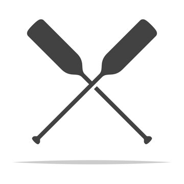 Crossed oars paddle icon vector isolated illustration