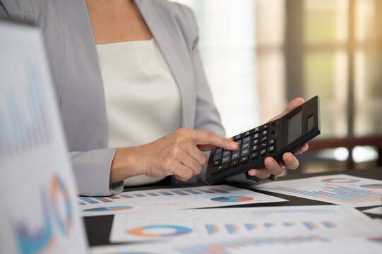 Finance manager calculated capital for financial management and financial planning of corporate finance.
