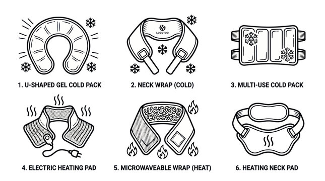 Therapeutic cold packs and heating pads for neck pain.