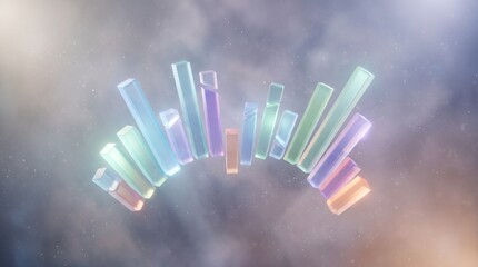 Abstract glass bar chart floating in space