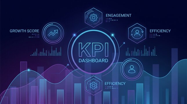 Digital KPI dashboard interface with business analytics metrics