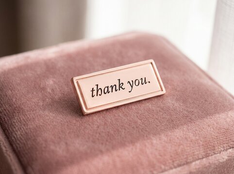 Elegant Thank You Message on Velvet Box Lid.