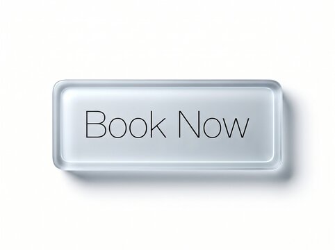 Transparent Book Now Button Isolated on White Background.