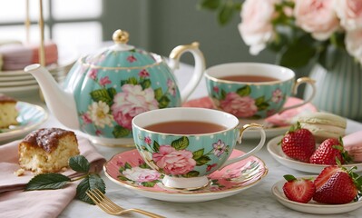 Fototapeta premium an English tea set