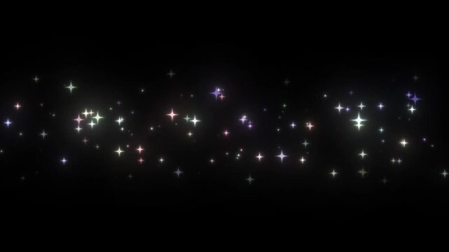 虹色にきらめくマルチカラーの星パーティクルループ背景