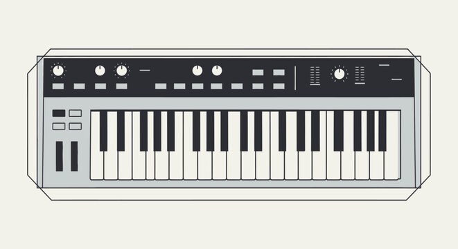 Electronic keyboard musical instrument with black and white keys and controls