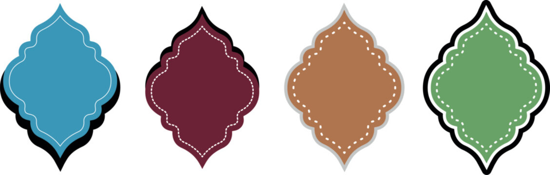 Islamic geometric frame arabic decorative shapes ornamental style tiles vector illustration