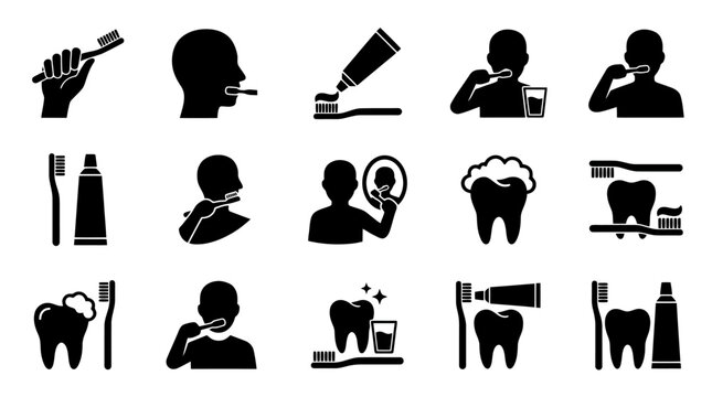 Dental care and oral health icons.
