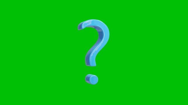 3D Animation of Question mark. who, why, where, how, what. Green Background. Full Hd. 4K