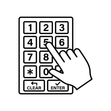 Hand pressing button on numeric keypad