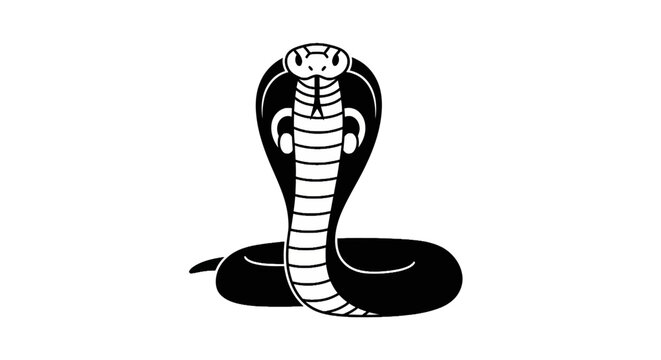 Stylized black cobra snake graphic on white