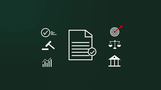 Business Compliance Management and Regulatory Governance Concept with Approved Document and Policy Control Icons.