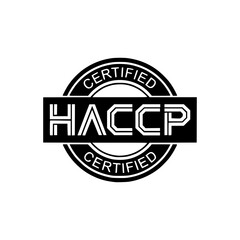 Obraz premium HACCP Certified Seal: A black and white circular stamp signifies HACCP certification, indicating adherence to Hazard Analysis Critical Control Point principles for food safety and quality assurance.
