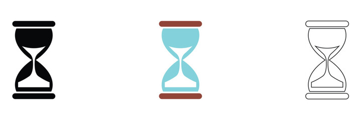 Fototapeta premium Hourglass Icons Set Collection in Black Color and Outline Styles – Time Management, Sand Timer Editable Vector Design Elements