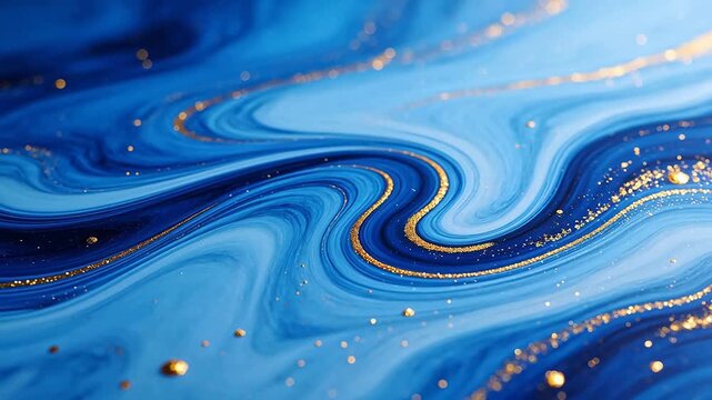 Blue and gold swirling abstract pattern