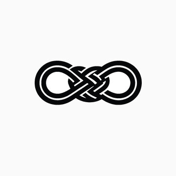 Black and white infinity knot symbol isolated on white background