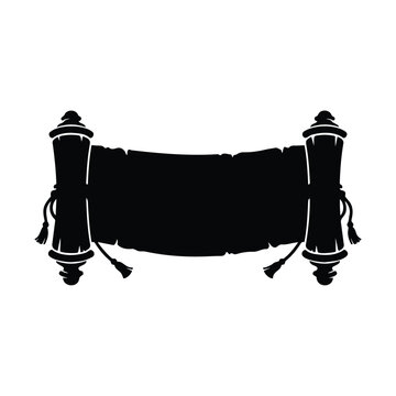 Traditional torah scroll parchment silhouette for jewish education and religious ceremony.