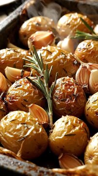 Deliciously Roasted Potatoes with Garlic and Fresh Rosemary: A Perfect Complement to Any Meal