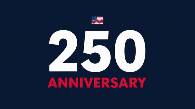 250th Anniversary of the United States with American Flag on Navy Blue Background