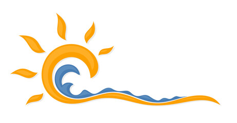Obraz premium A stylized symbol of sunrise with blue sea. 