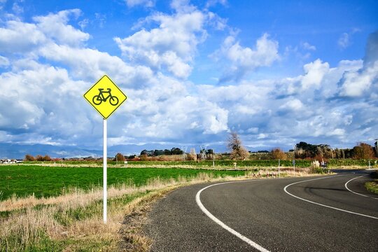 Cycle Pathway Sign Through New Zealand Farmland