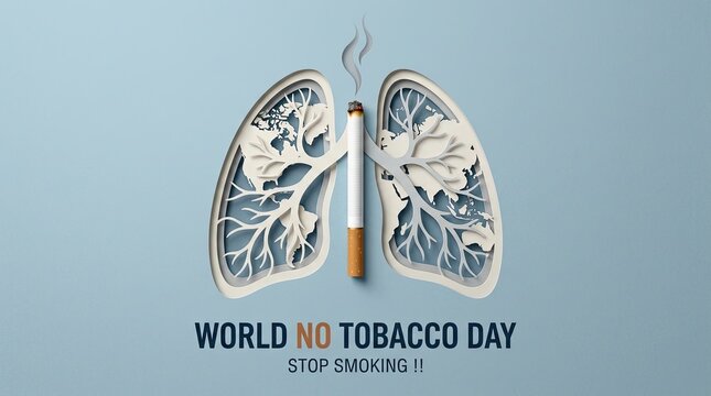 World no tobacco day poster with lungs