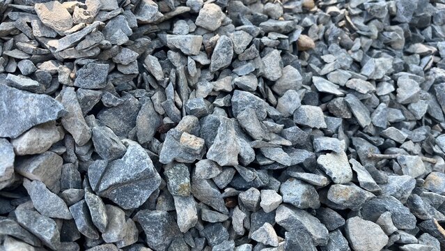 Detailed Texture of Split Stone Gravel Pile Outdoors