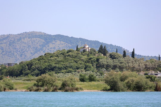 Orthodox church in the landscape of Butrint Canal - Albania