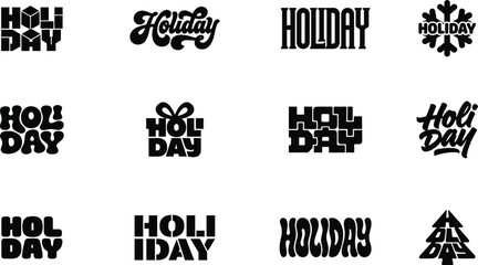 Obraz premium Holiday Typography Quotes Vector Bundle with Festive Lettering, Gift Box, Snowflake and Pine Tree Elements for Christmas T-shirts, Greeting Cards, Decals and Cricut Sublimation Crafts.