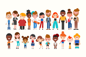 Fototapeta premium Diverse Group of People and Children Characters Set
