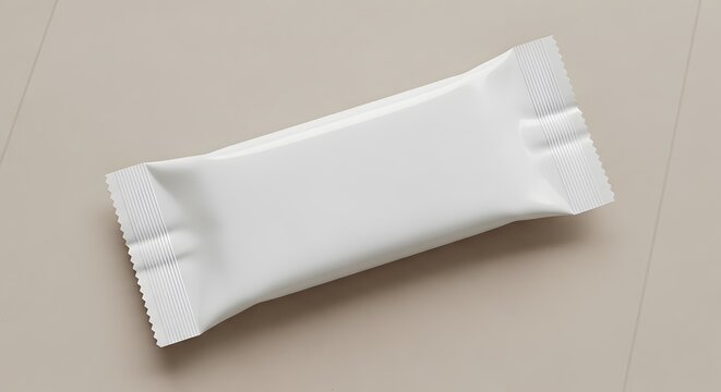 Isolated white chocolate bar wrapper mockup on a neutral background ideal for branding and product presentation