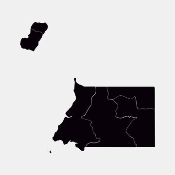 Map of Equatorial Guinea outline vector illustration with internal borders isol