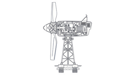 Wind Turbine Nacelle Technical Cross-Section Illustration © Naswi