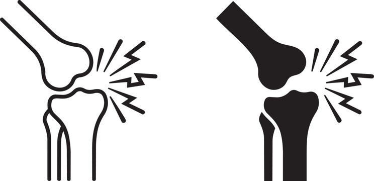 Human knee bone joint icon line and solid style vector illustration