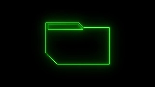 Futuristic directory folder icon glows with green neon. Futuristic directory folder icon animation marks file storage menus. Futuristic directory folder icon loop.
