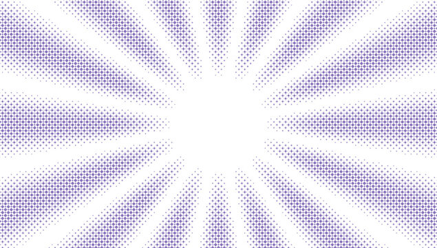 Sophisticated violet purple halftone sunburst pattern with radial rays and classic geometric dot texture for premium design projects