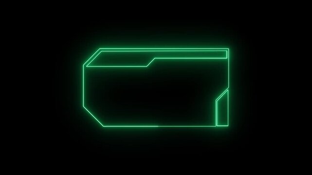 HUD frame folder icon glows with green outline. HUD frame folder icon animation structures digital network file storage systems. HUD frame folder icon design.