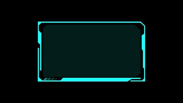 Sci-fi interface frame panel box features cyan lines. Sci-fi interface frame animation templates computer network server status monitoring panels. Sci-fi interface loop.