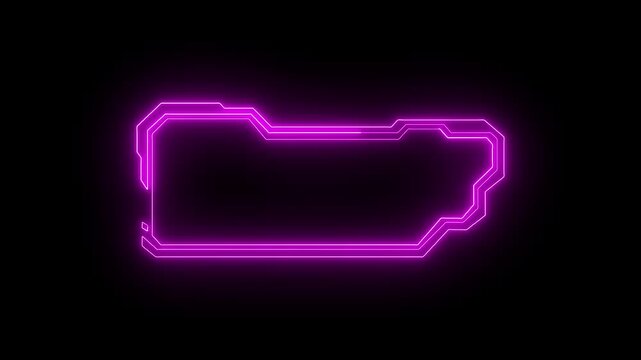 Futuristic display frame panel box glows with purple neon. Futuristic display frame animation templates creative promotional media banners. Futuristic display layout.