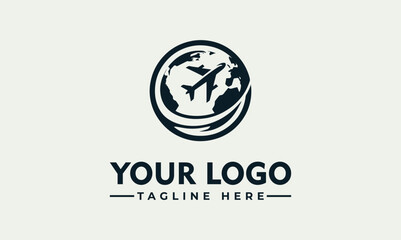 Travel World Globe Airplane Vector Logo Illustration Design Template © nuaari
