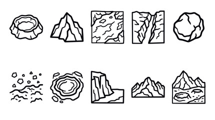 Rock Formations and Geological Features Outline Icon Collection © irvan