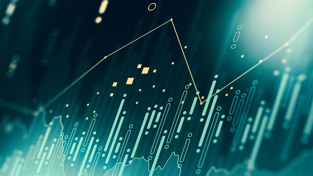Stock exchange trading chart shows market trends and price movements over time