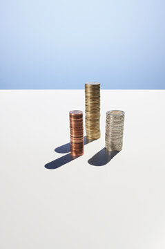 Euro coin stack symbolizing financial growth and saving