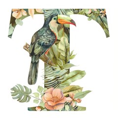 Fototapeta premium The letter T toucan art nature.