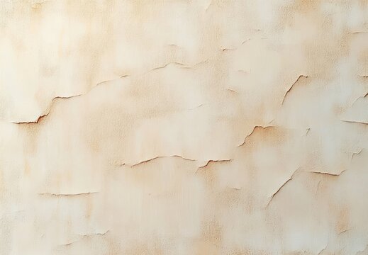 weathered beige plaster wall with peeling paint, cracks and subtle warm tones conveying quiet aged decay