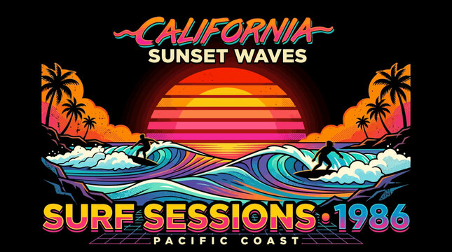 California sunset waves surf sessions 1986 Pacific Coast