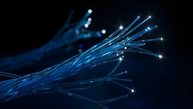 Blue fiber optic telecommunications backbone &ndash; Great for high speed internet and enterprise connectivity brands.