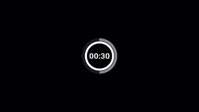 one minute count down timer,simple blavk background,count down from 60 seconds to 0 seconds.