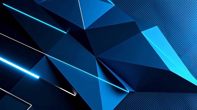 Abstract blue geometric pattern with neon lines